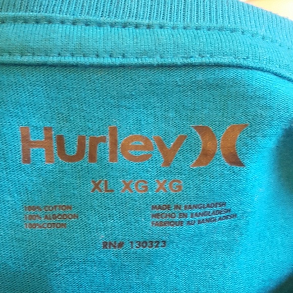 Hurley Men Short Sleeve Teal T-Shirt Big Logo - Picture 4 of 4